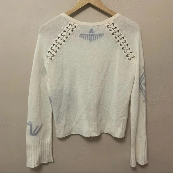 Skull Cashmere Lincoln Sweater Chalk & Heather Grey Size XS - Picture 8 of 15